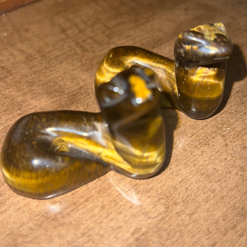 Tigers Eye Hand Carved Snakes